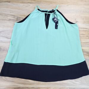 🔹️NWT Naked Zebra Mint & Blue Keyhole Sleeveless Top Large